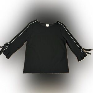 Chico's Black Blouse with Tie Accents on Sleeves